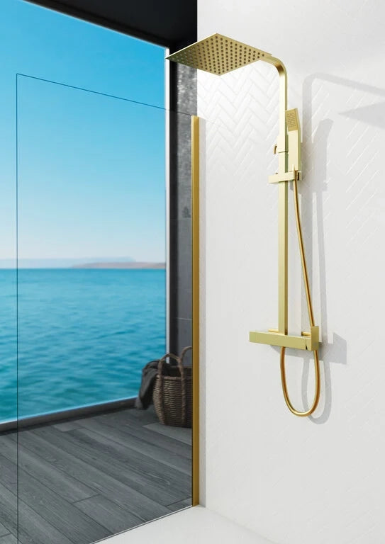 Colonna doccia quadrata con miscelatore INVERTER - oro