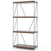 Scaffale indipendente a 4 ripiani 61 x 29,5 x 105 cm stabilità rinforzata stile industriale finitura effetto legno di noce 20_0019981