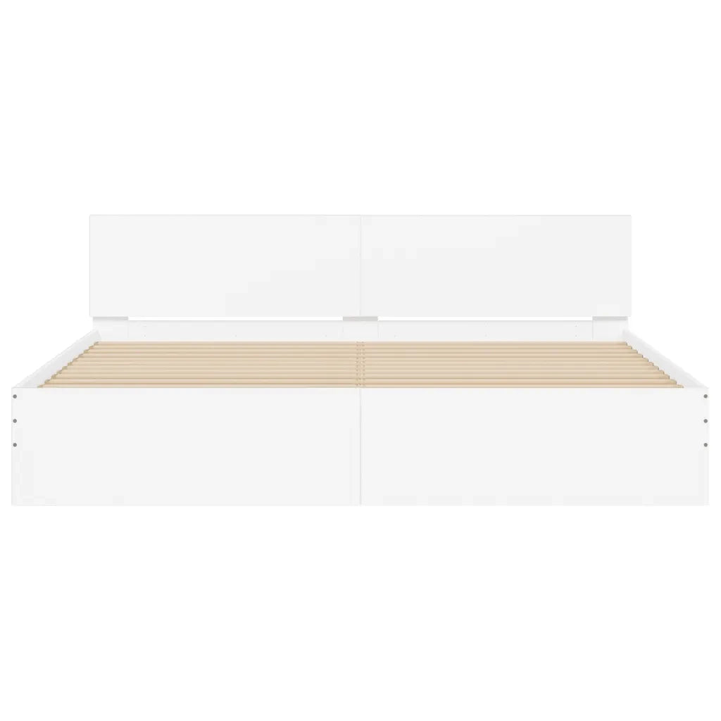 Giroletto con Testiera-Struttura Letto con testiera Bianco 200x200 cm
