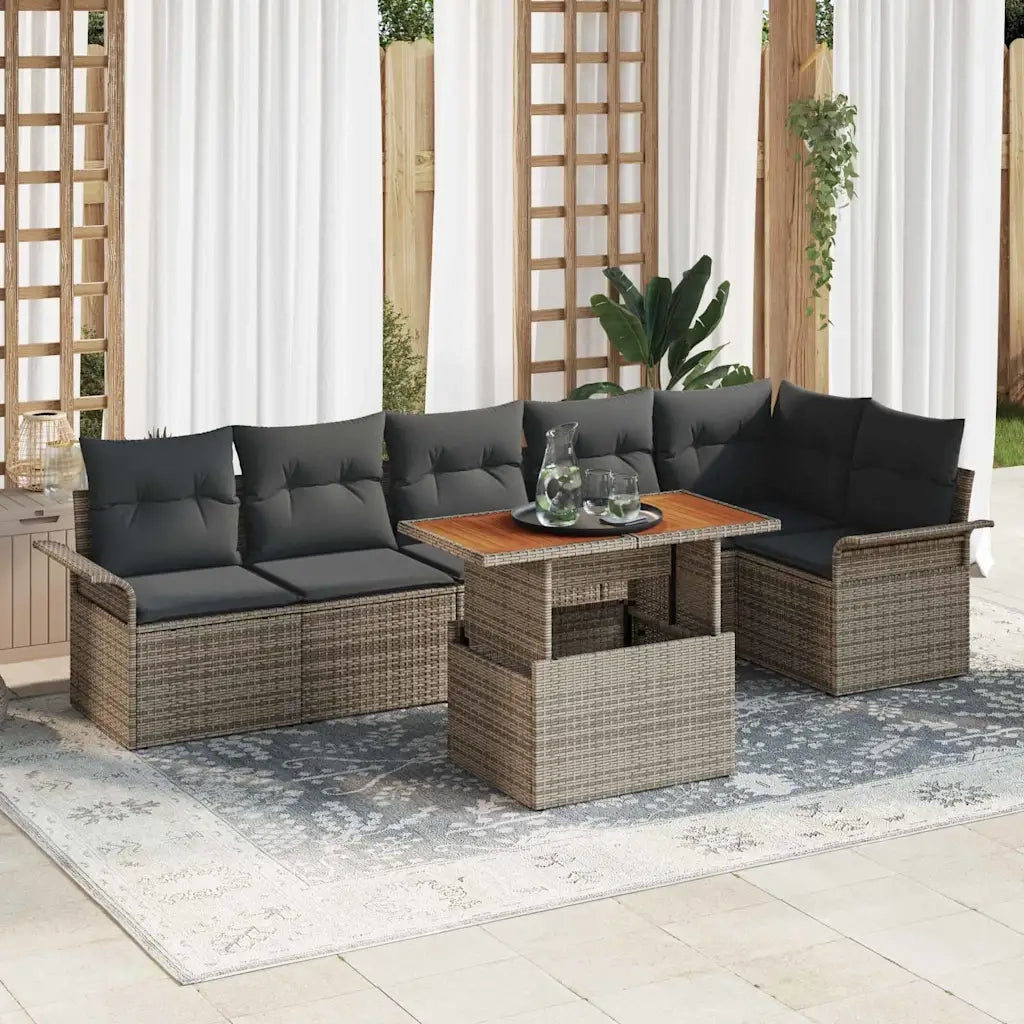 Set Divano da Giardino con cuscino 7 pcs Grigio polyrattan 3349341