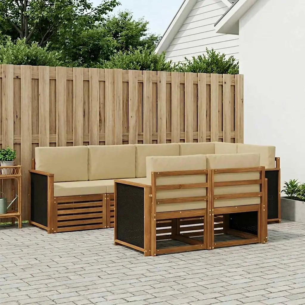 Set divano sezionale con cuscino 6 pcs Naturale 3384464