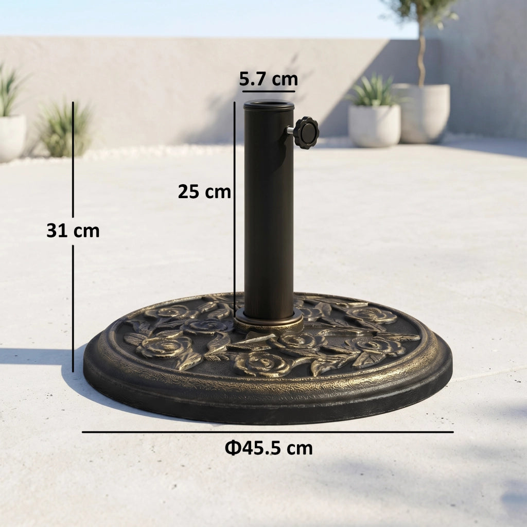 Base per Ombrellone 9kg ¨C zephmum ¨C Resina, Finiture Bronzo, ¦µ45.5x31.5cm, Nero