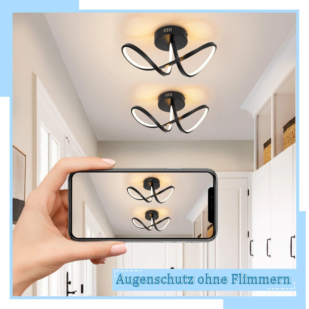 ZMH Lampada da soffitto plafoniera LED moderna nera 12W 3000K per soggiorno camera letto cucina