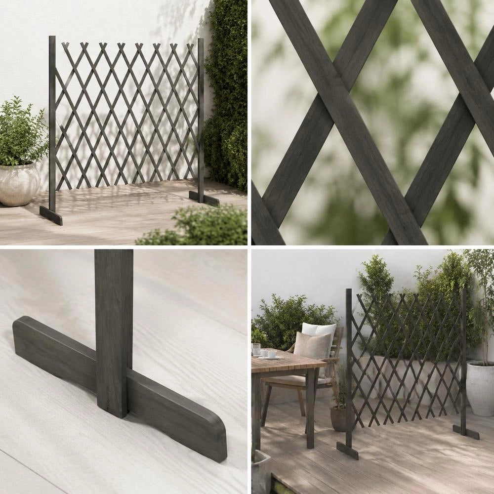 Garden Trellis Fence, Grey, 180x100 Cm, Solid Fir Wood