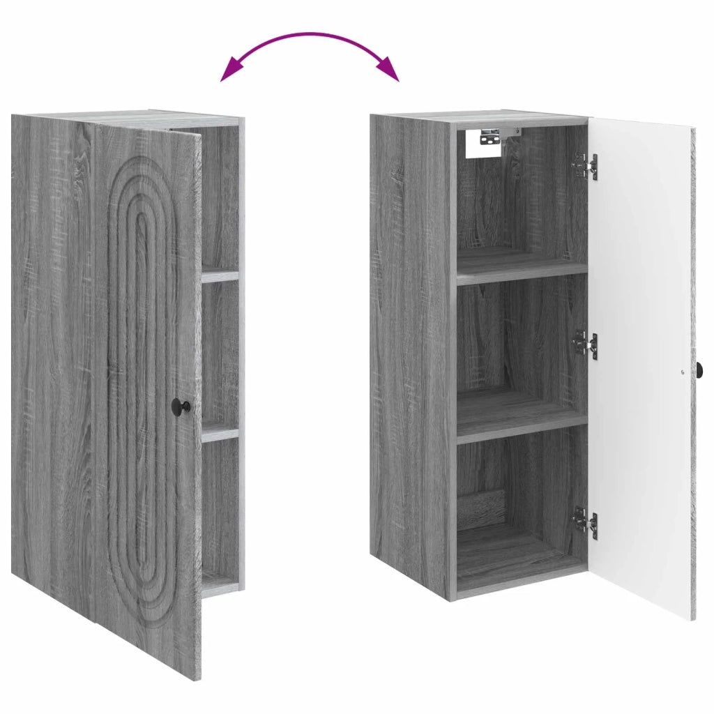 Mobiletto a muro Sonoma grigio 33 x 34,5 x 90 cm 898081