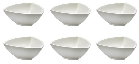 Set 6 Coppette Triangolari 13x13x5,5 cm in Porcellana Allluminica Kaleidos Aluxina Bianche