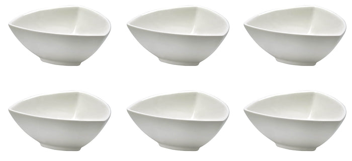Set 6 Coppette Triangolari 13x13x5,5 cm in Porcellana Allluminica Kaleidos Aluxina Bianche