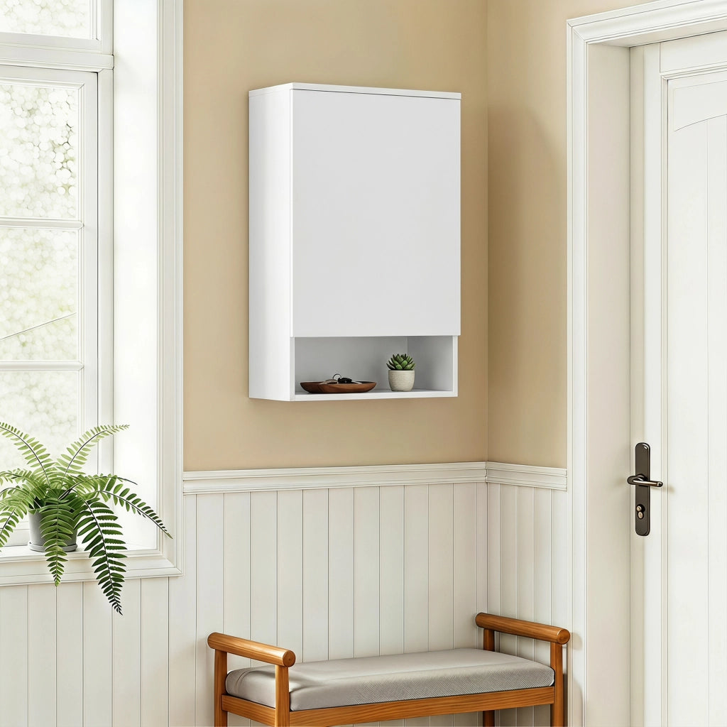Armadietto pensile bagno con anta, 40x27x77 cm, bianco