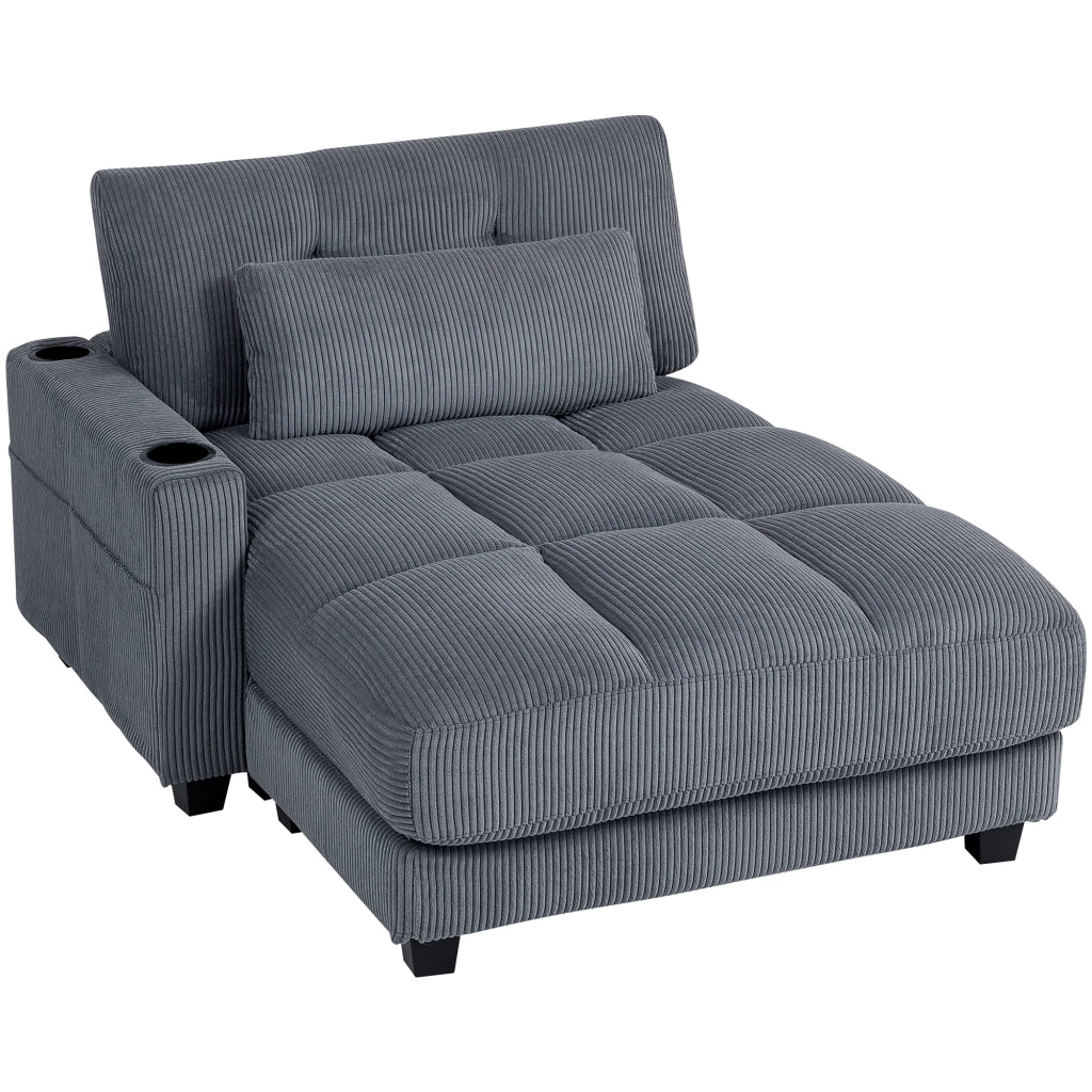 Divano letto con cuscini e portabicchieri ¨C Xylo ¨C Grigio, schiuma trasformabile
