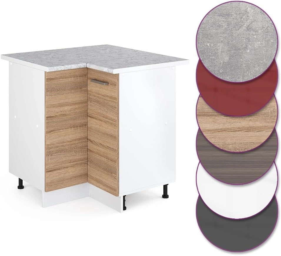 Mobile ad angolo cucina R-Line, Sonoma, 75.6 cm, PL Marmo, per la libera combinazione all'interno di sistemi cucina modulari