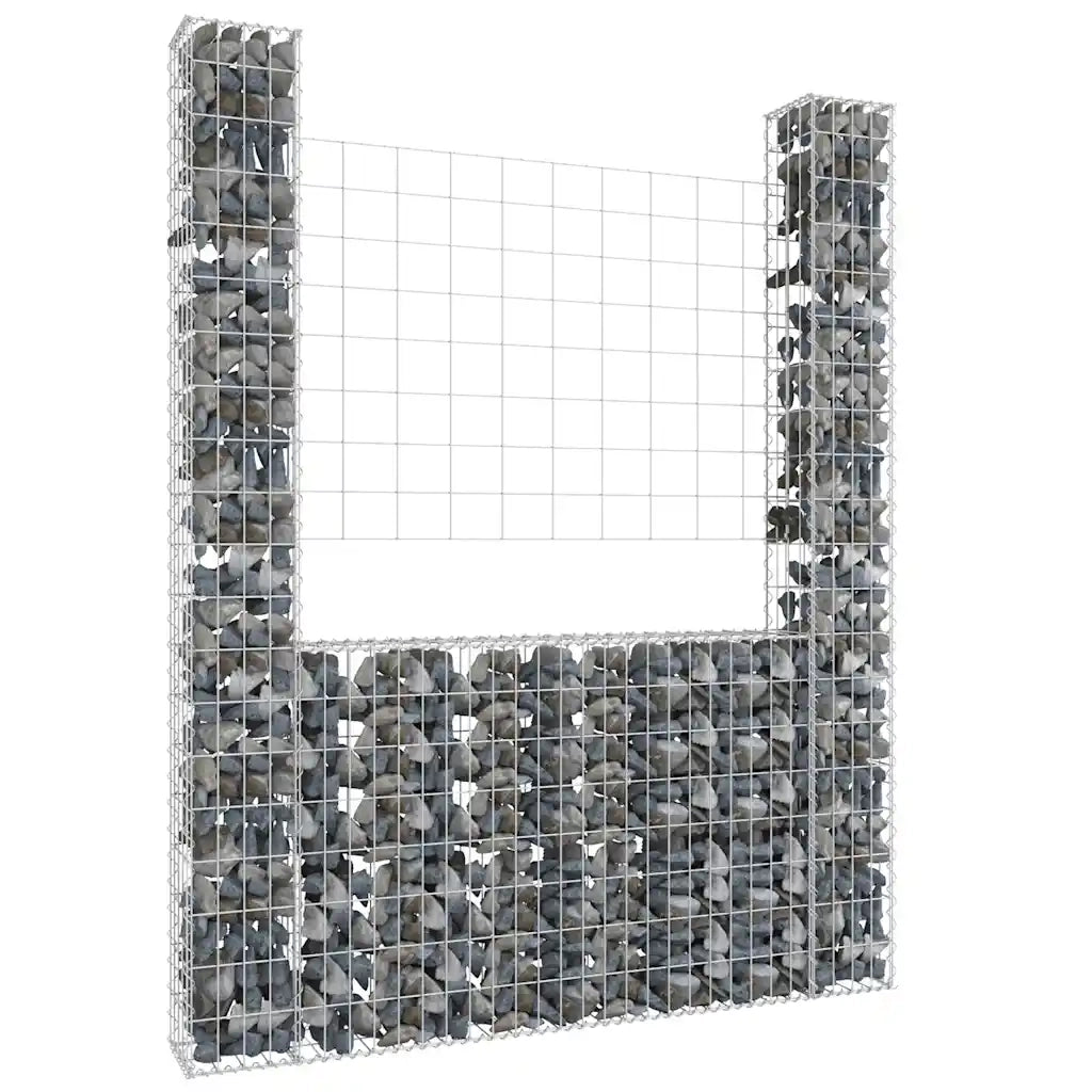 Gabbione a U con 2 Pali in Ferro 140x20x200 cm 151289
