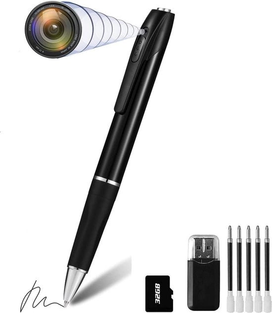 Penna spia - Cámara nascosta - Registratore spia - Incl. 32GB scheda SD - 1080p - Nessuno noterà nulla!