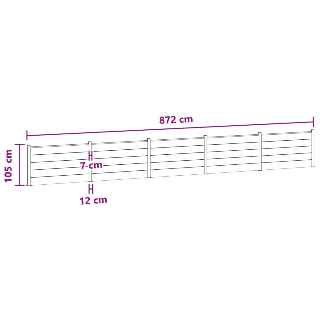Pannello di Recinzione 5 pcs WPC e Alluminio Grigio