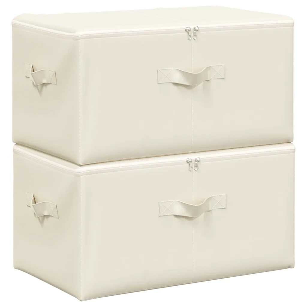 Scatole Portaoggetti 2 pz in Tessuto 43x34x23 cm Crema CFW3077971
