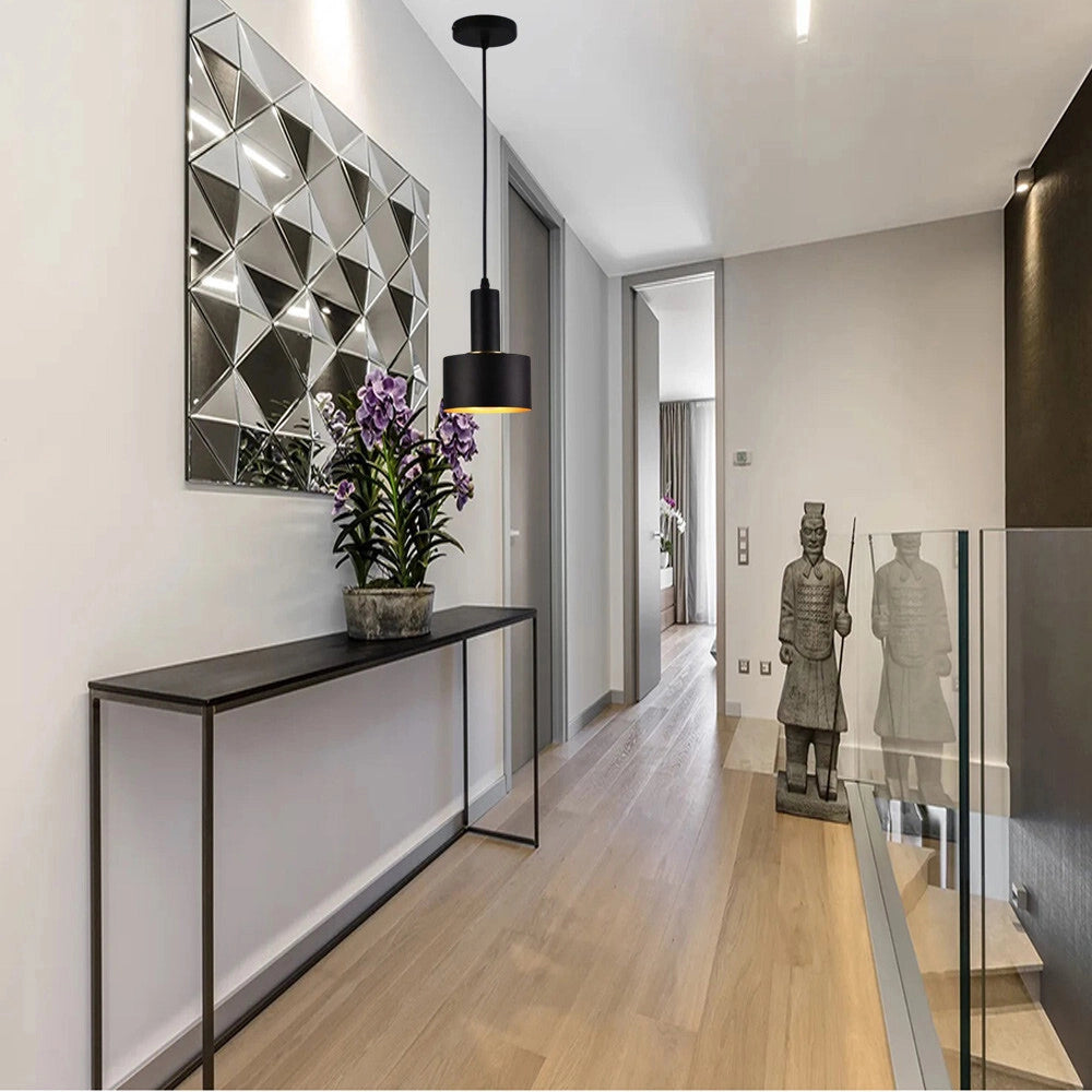 Trade Shop - Lampadario A Sospensione Soffitto E27 Lampada Pendente Minimal Per Cucina Isola Snack A22 - Nero