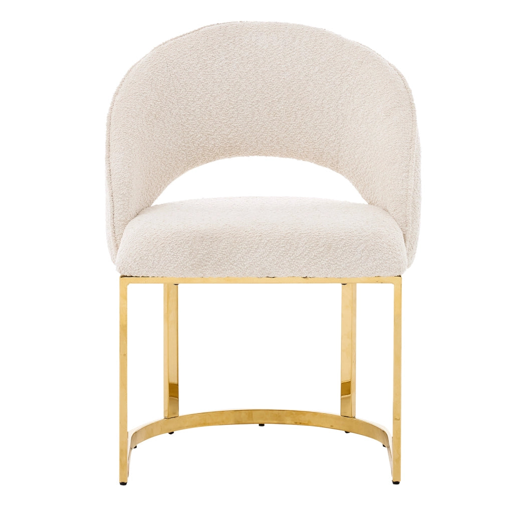 Set di 2 sedie da pranzo 67.01x61.01x53.19 cm con rivestimento bouclé e gambe in metallo beige e oro