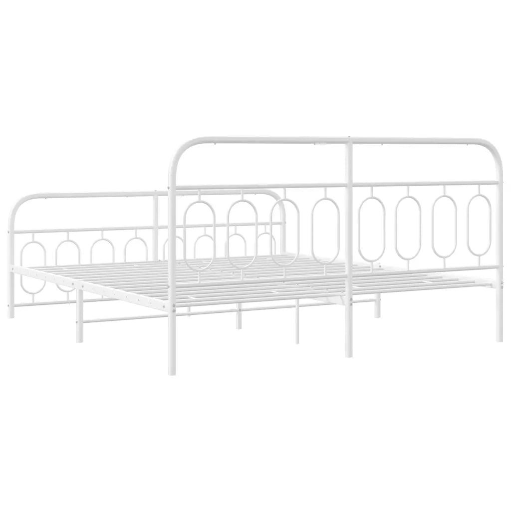 Giroletto con Testiera e Pediera-Struttura Letto Metallo Bianco 193x203 cm 927873
