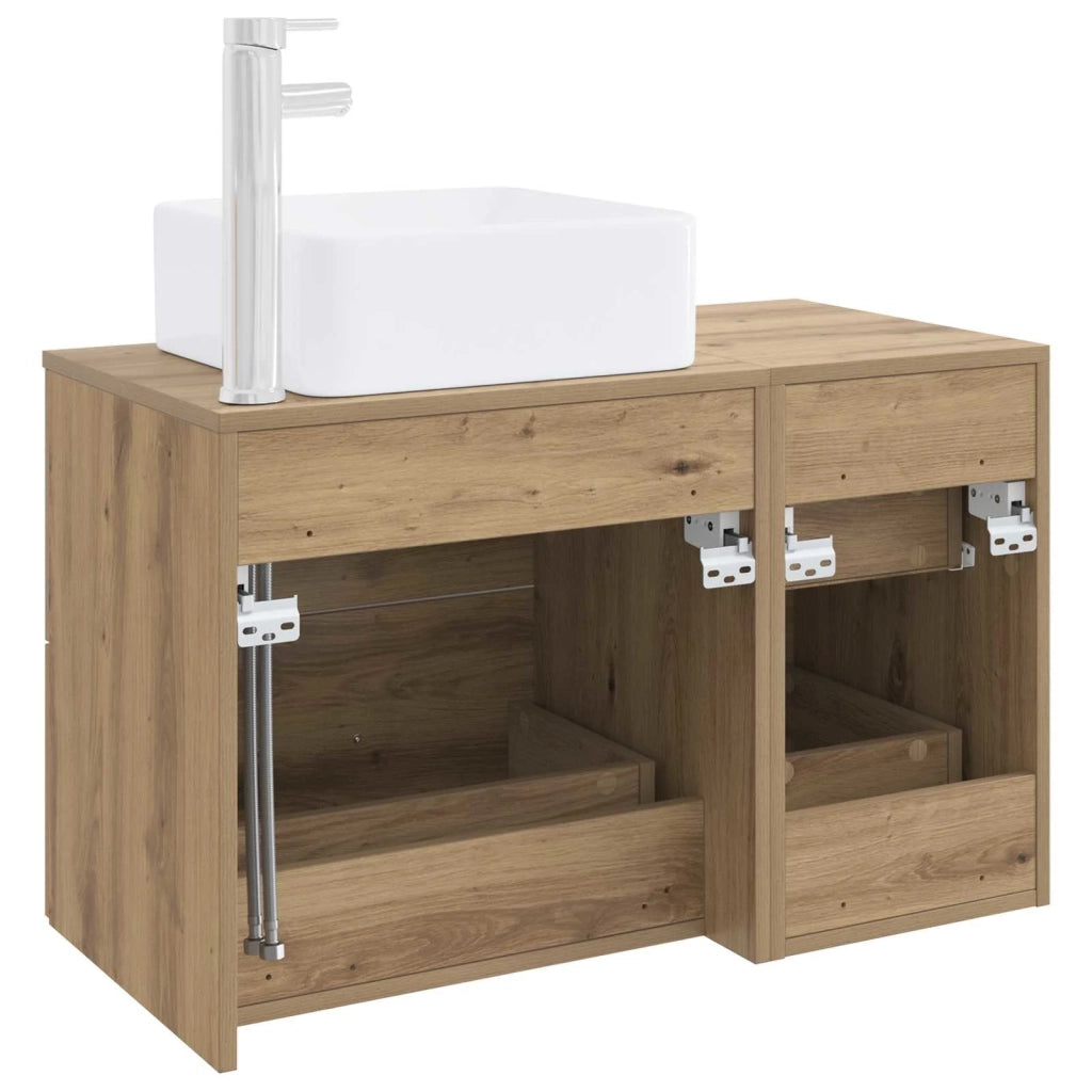 Set di mobili per il bagno 2 pz Rovere Artigianale 3403983