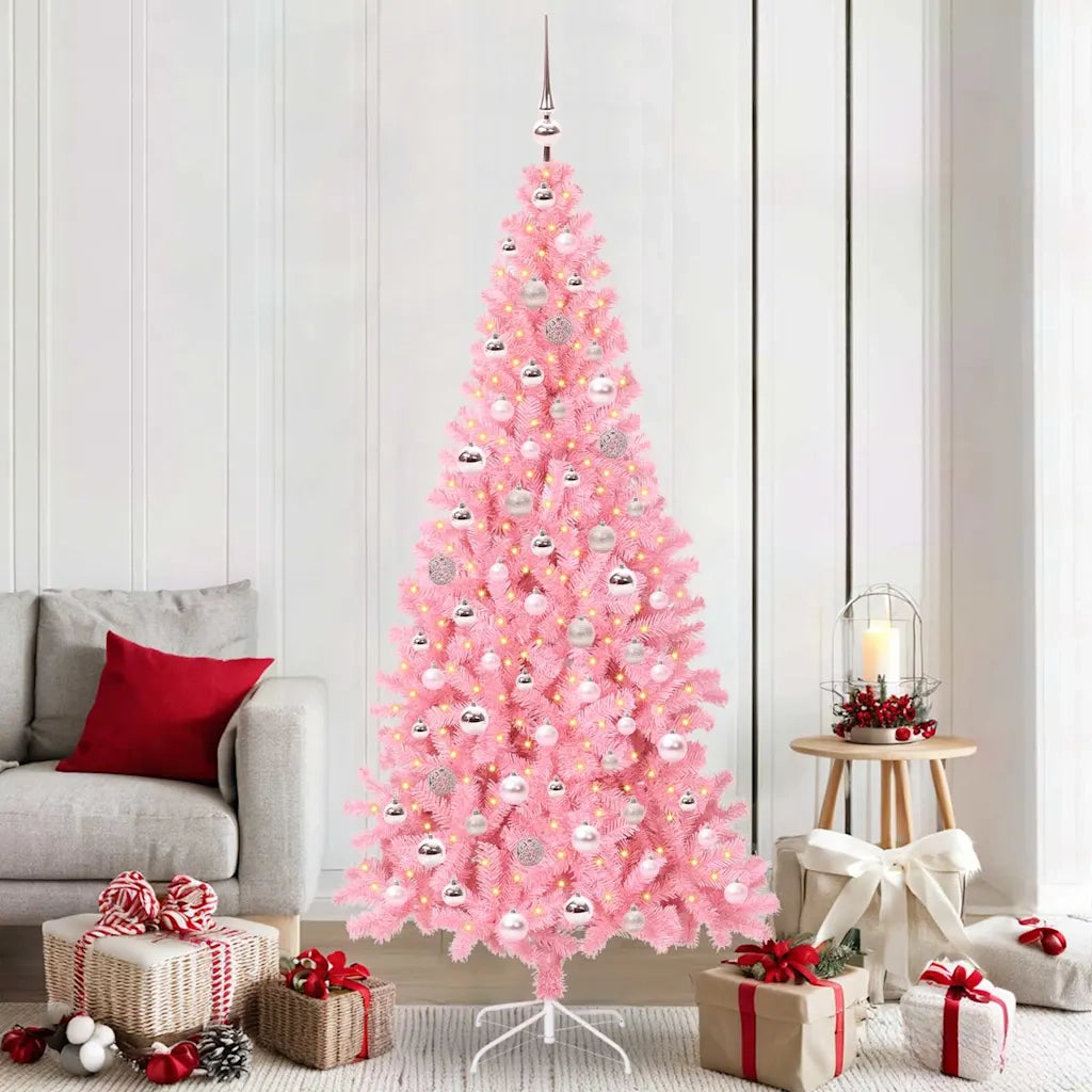 Albero di Natale | Decorazioni natalizie con 300 LED con supporto Rosa 210 cm PVC