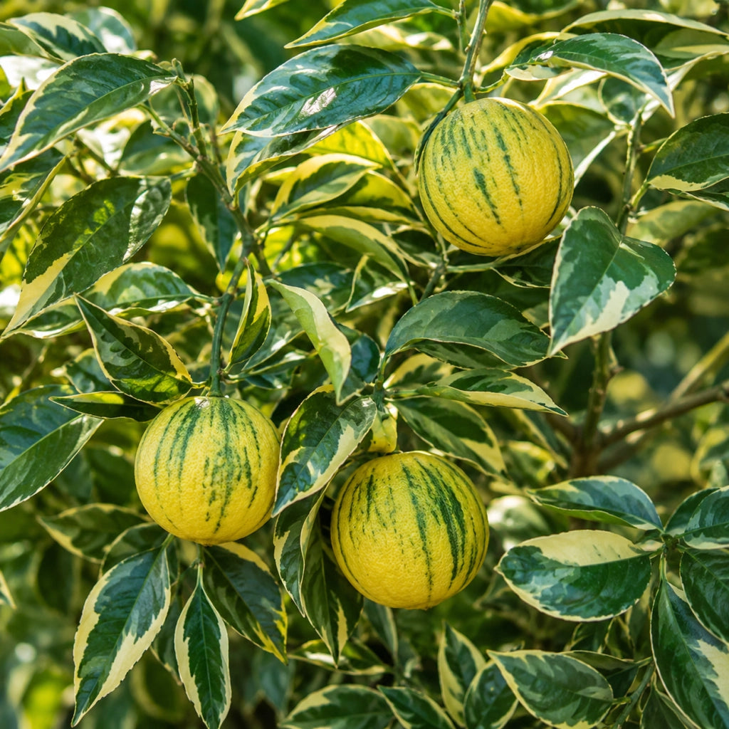 Gardenaria Arancio Variegato - Citrus sinensis 'Variegata' - Pianta di agrume da frutto in vaso Altezza: 70/80 cm (vaso 22)
