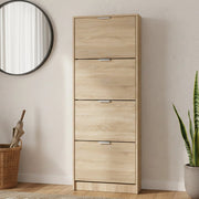 Mobile Portascarpe Pesche, Scarpiera un Ripiano, 58x18x155.5h cm Marrone Rovere Chiaro