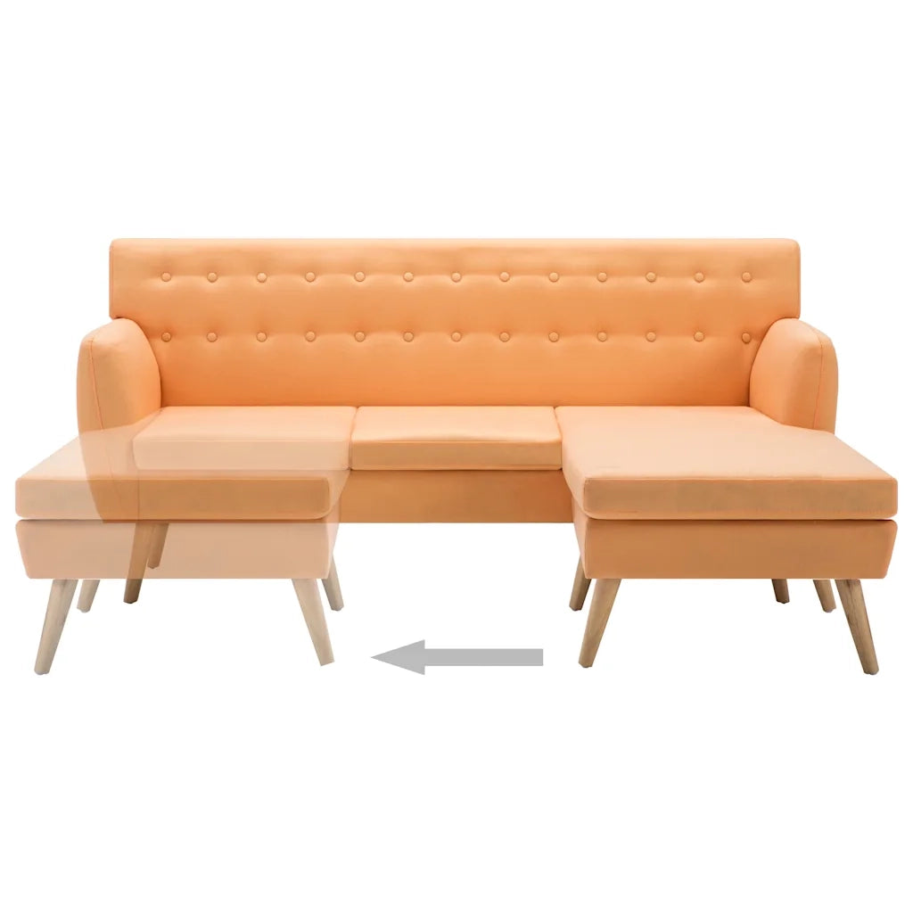 Divano a L Rivestito in Tessuto 171,5x138x81,5 cm Arancione