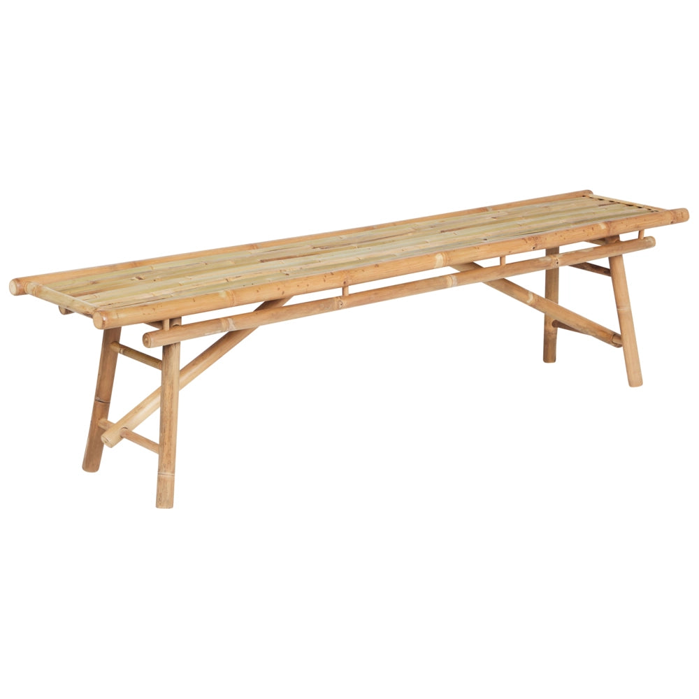 Set di 2 panche da giardino in bambù in marrone chiaro 180 cm pieghevole
