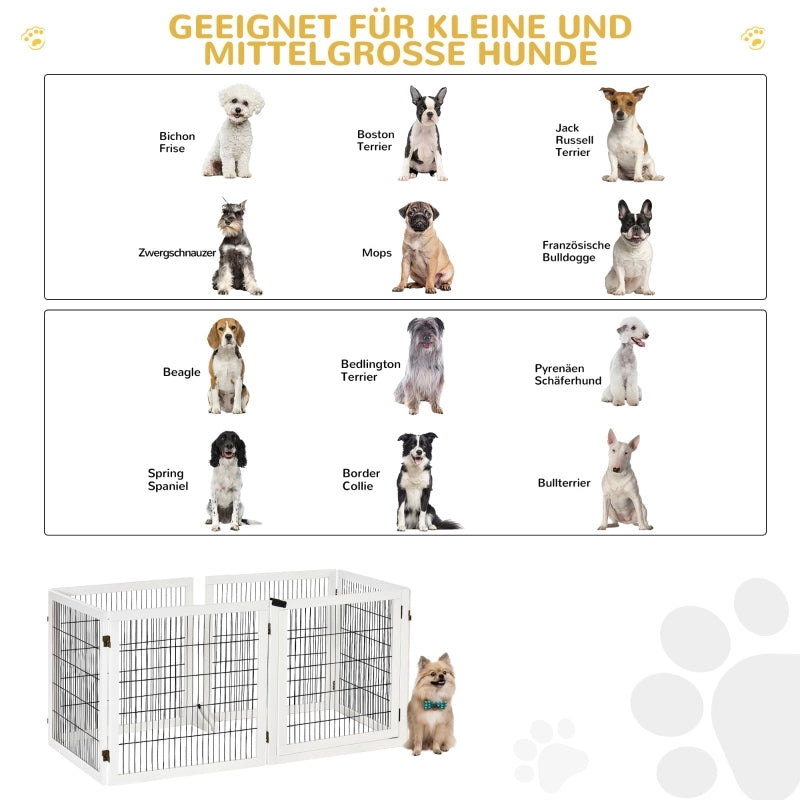 CANCELLETTO Barriera pieghevole per cani 432x70 cm Legno Bianco