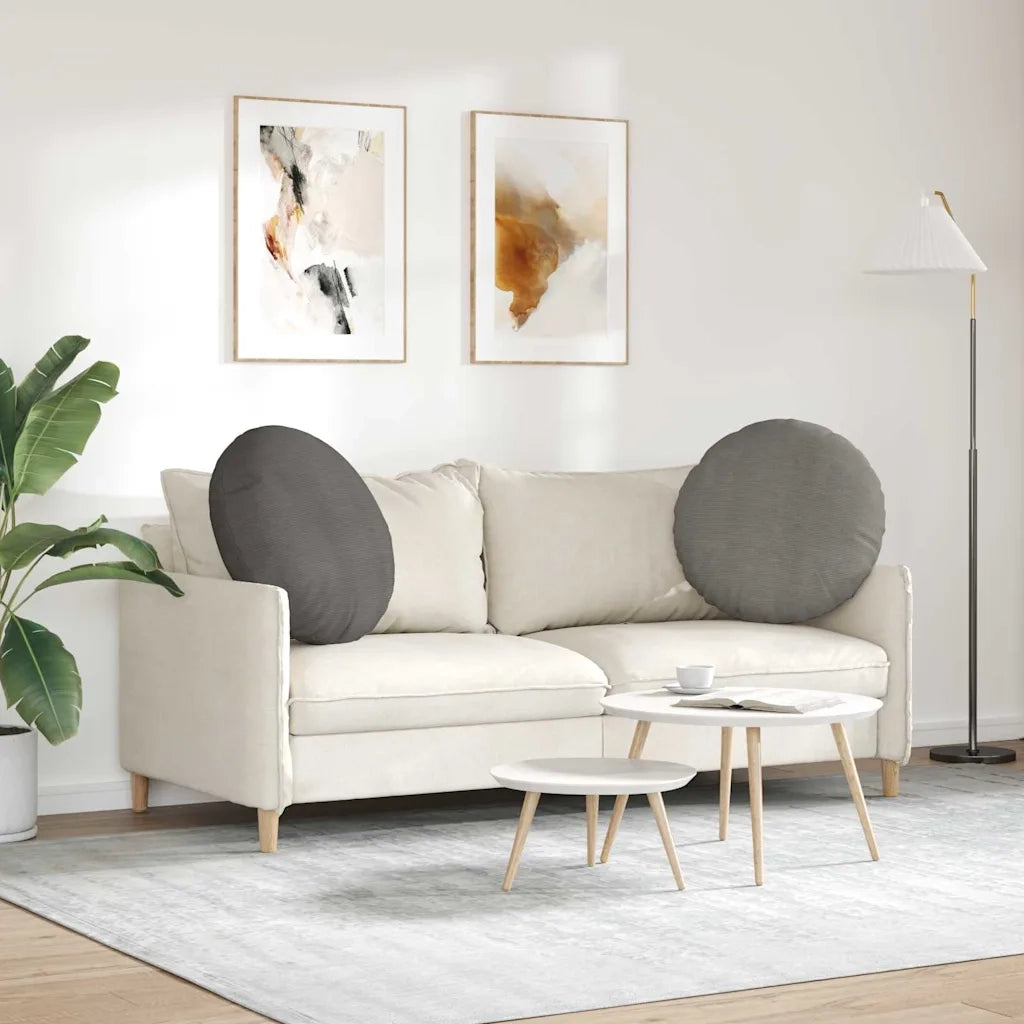 Cuscini per Seduta 2 pcs Grigio chiaro Ø 80 cm Tessuto in Cords