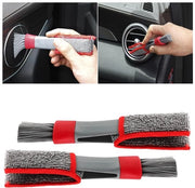 Set di spazzole auto reinificanti 2 in 1, 2-pack, spazzola auto portatile per la pulizia dei sedili e dei ventilatori dell'abitacolo (rosso/grigio)