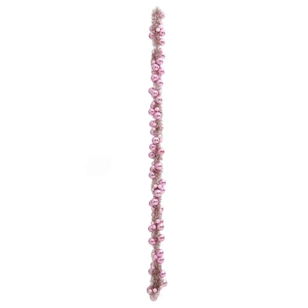 Ghirlanda di Palline di Natale Rosa 186 cm Polistirolo