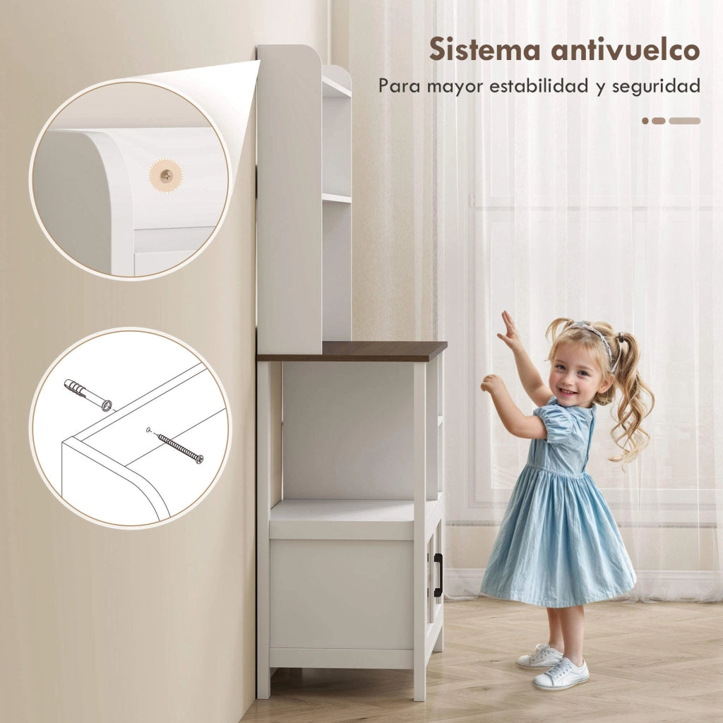 Armadio Cucina con Ante Vetro e Ripiani ¨C Zephmum ¨C 80x40x152 Bianco