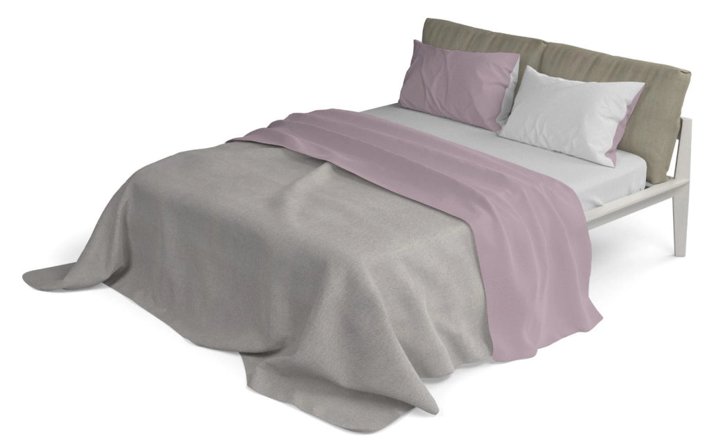 Set Lenzuola Singolo Sopra Sotto e Federe Doubleface Rosa Antico/Grigio Chiaro