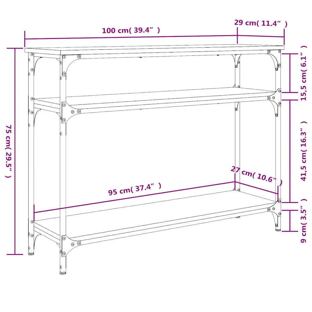 Tavolino Consolle-Tavolino da soggiorno-Tavolo Nero 100x29x75 cm in Legno Multistrato