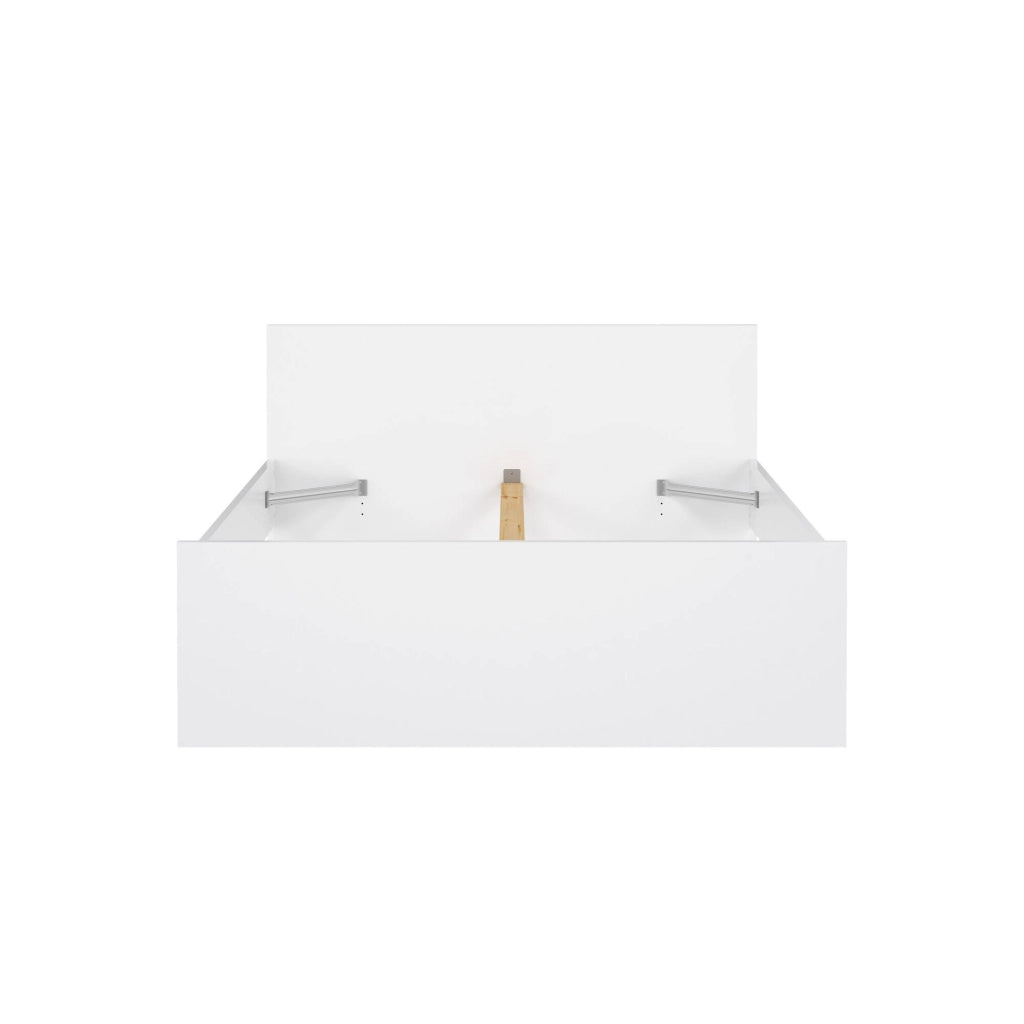 Letto piazza e mezza Gustava, Sommier per camera da letto, Giroletto per stanza, Struttura porta materasso, 197x146 h80 cm, Bianco lucido