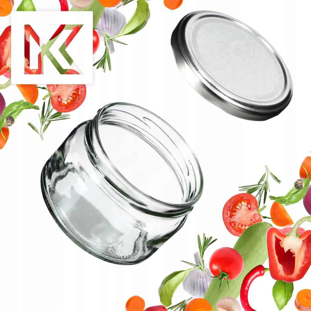 Barattoli per conserve KADAX Denia 250 ml 50 pezzi 82 mm + coperchio argento