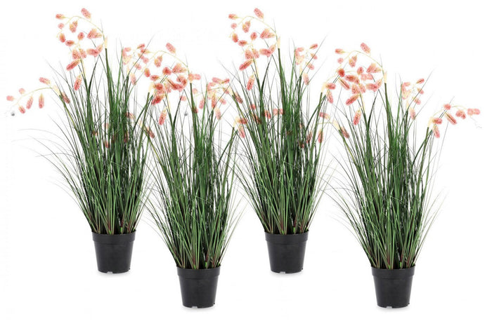 Set 4 Piante Artificiali con Vaso Ø 70x100 cm Grevillea in Plastica Rosa