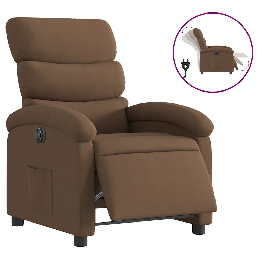 Poltrona | Sedia Relax Elettrica Reclinabile Marrone in Tessuto