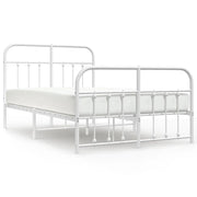 Letto matrimoniale | Letto per adulti | Giroletto con Testiera e Pediera Metallo Bianco 120x190 cm