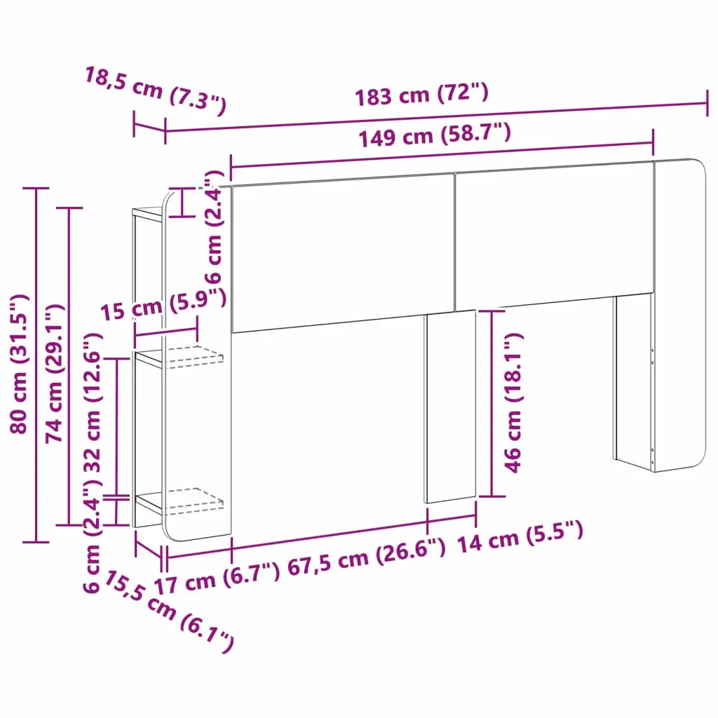 Testata del letto Rovere Sonoma Legno ingegnerizzato 8001221