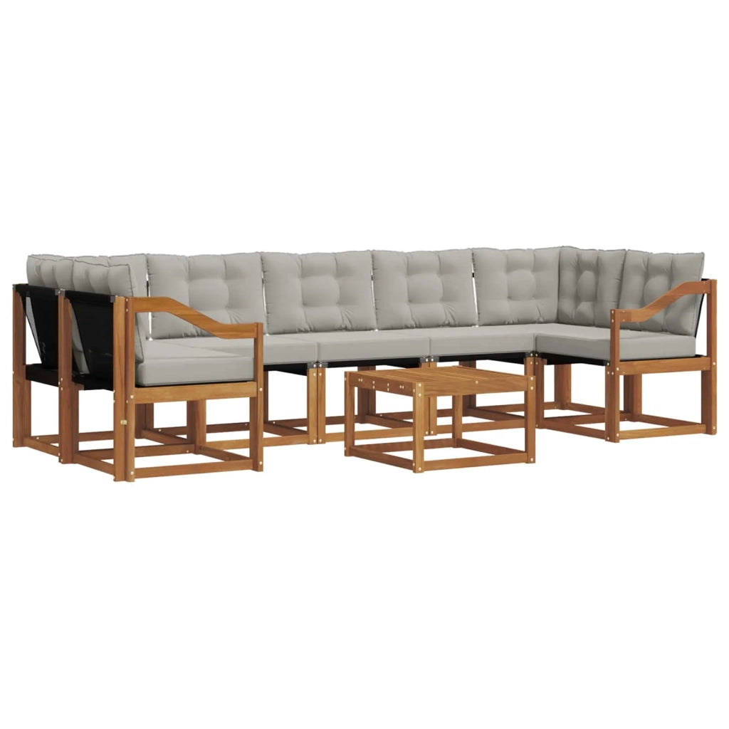 Set di divani da esterno 8 pcs Grigio Naturale e Chiaro