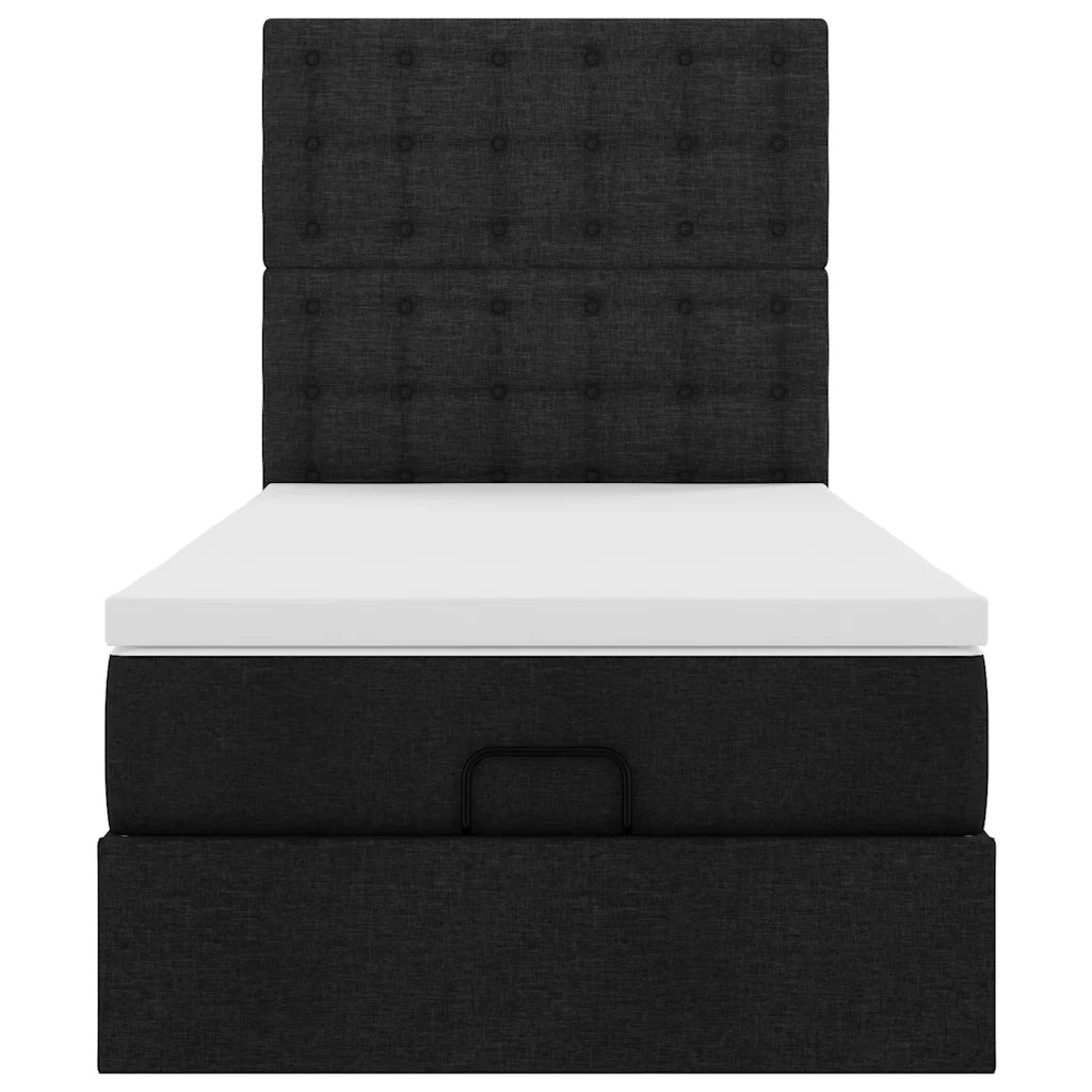 Struttura Letto Pouf con Materasso Nero 90x190 cm in Tessuto 3313287