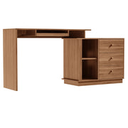 Scrivania con piano estraibile; 2 vani e 3 cassetti - per studio - in MDF - noce