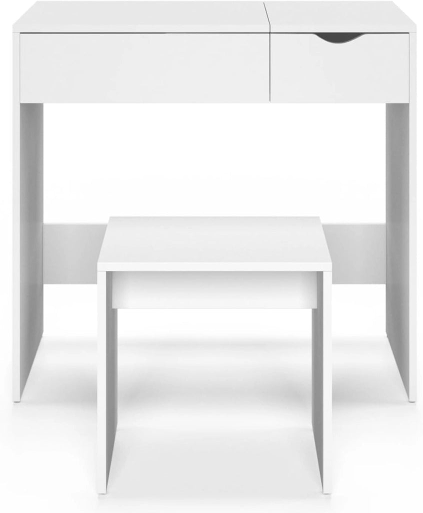 Mobiletto ZELIA con specchio pieghevole, 1 cassetti e 1 sgabello