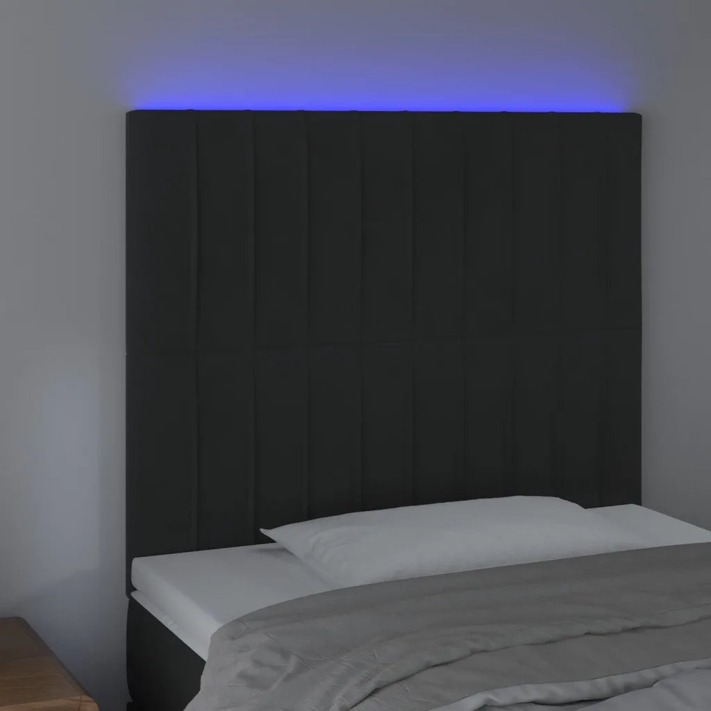 Testiera | Testata a LED Nera 100x5x118/128 cm in Velluto