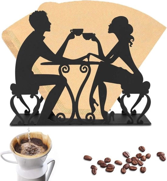Supporto per filtro a 120 filtri - Sacchetto di supporto per filtro in acciaio nero per casa, caffè e hotel