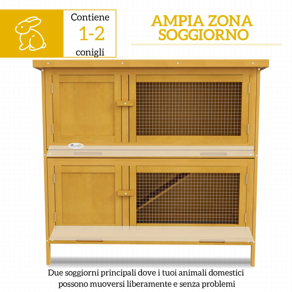 Armadio per conigli ¨C zephmum ¨C 97x44x91 cm, giallo, legno di abete