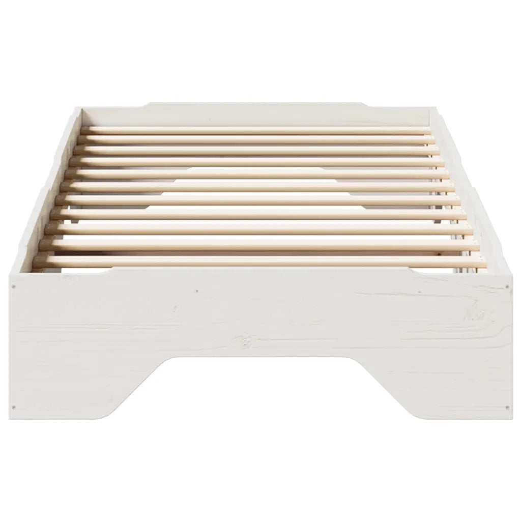 Giroletto senza Materasso Impilabile-Struttura Letto Bianco 90x190 cm Legno