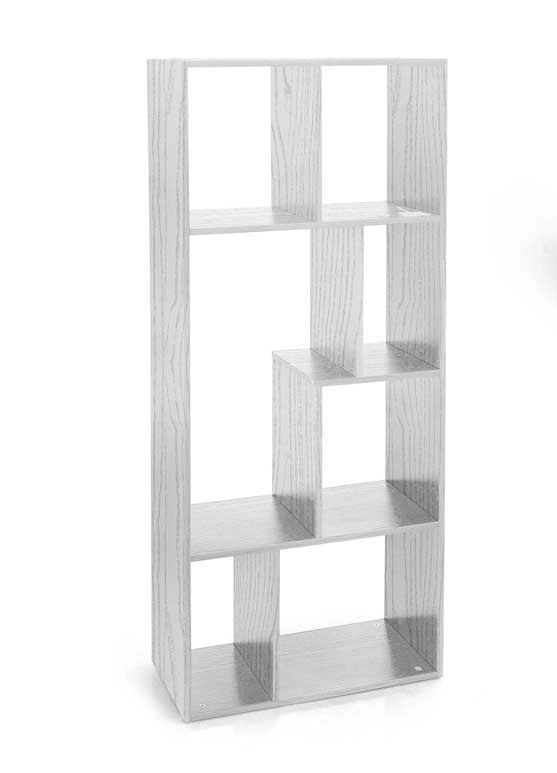 GAIA SCAFFALE LIBRERIA IN LEGNO RIPIANI SFALSATI 63X24X150CM COLORE BIANCO