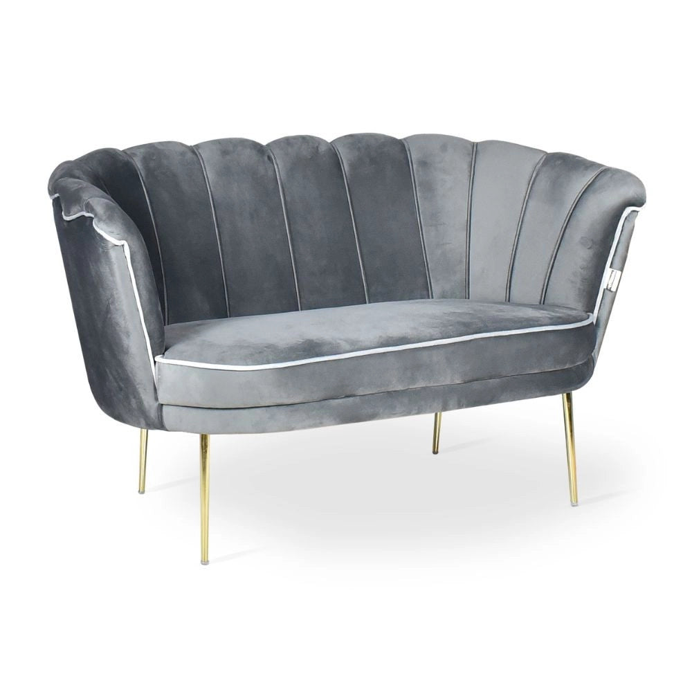 Divano due posti Orel in velluto Babyface 21 grigio piedini oro H76xL130xP70